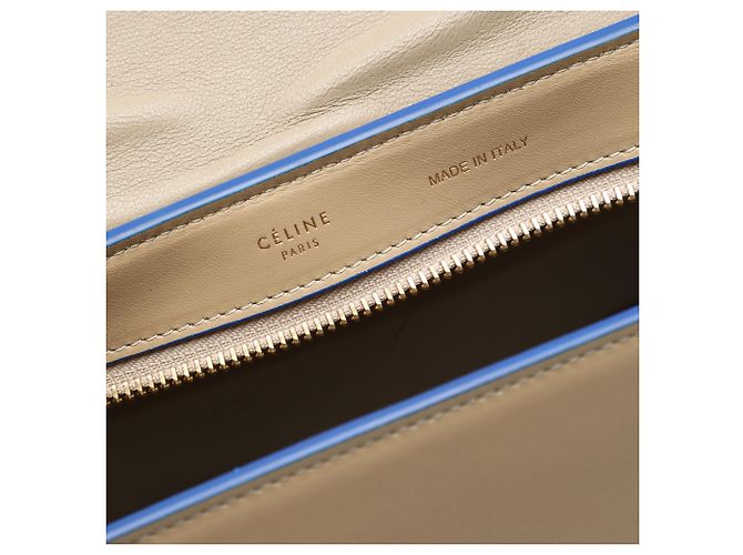 Céline Celine Beige Small Bicolor Leather Trapeze Satchel - view 5