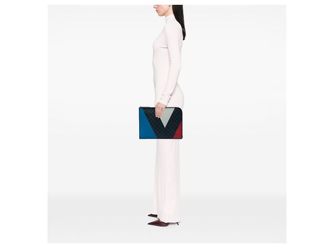 Louis Vuitton Blue Damier Cobalt Americas Cup Pochette Jour GM Blu navy - vista 5