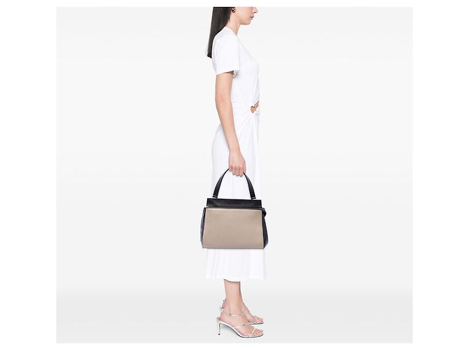Céline Celine Black Medium Bicolor Leather Edge Handbag - view 6