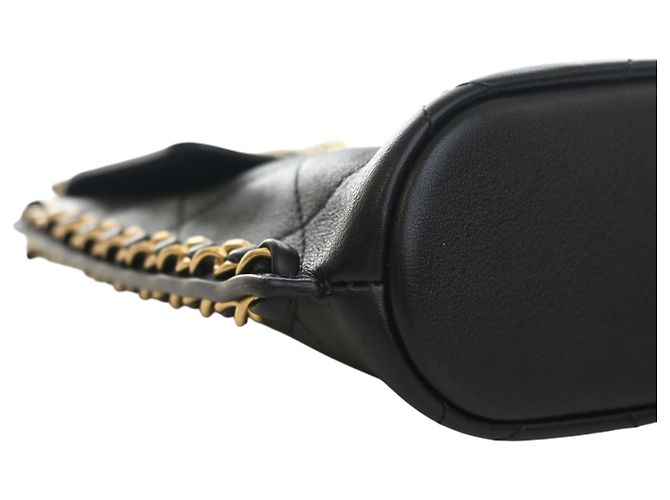 Chanel Black Small Quilted Calfskin Chain Hobo Flap Noir - vue 10