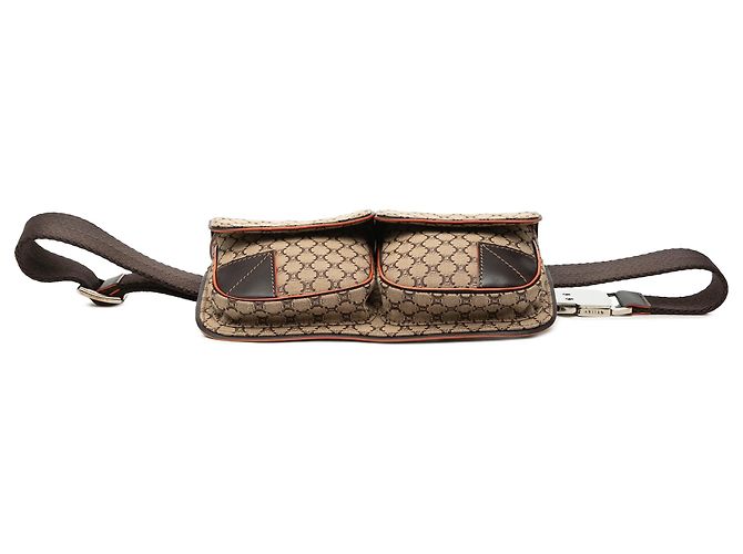 Belt Bag Céline Borsa cintura Celine Beige Macadam Canvas a doppia tasca - vista 3