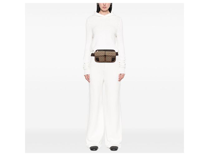Belt Bag Céline Borsa cintura Celine Beige Macadam Canvas a doppia tasca - vista 6