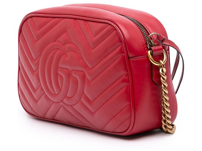 Gucci Borsa a tracolla Small GG Marmont in pelle matelassé rossa Rosso - vista 2