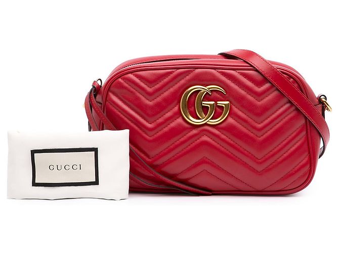 Gucci Borsa a tracolla Small GG Marmont in pelle matelassé rossa Rosso - vista 7