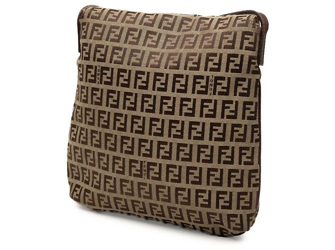 Borsa a tracolla Fendi Brown Zucchino Canvas Marrone Marrone chiaro - vista 2