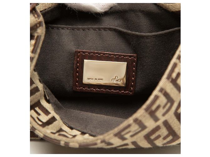 Borsa a tracolla Fendi Brown Zucchino Canvas Marrone Marrone chiaro - vista 5
