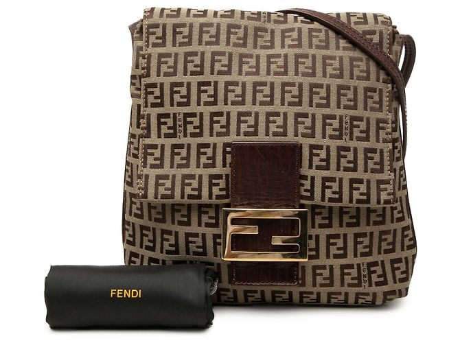 Borsa a tracolla Fendi Brown Zucchino Canvas Marrone Marrone chiaro - vista 7
