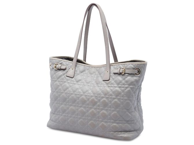Dior Panarea Tote Large aus beschichtetem Canvas Cannage Grau Braun - Ansicht 2