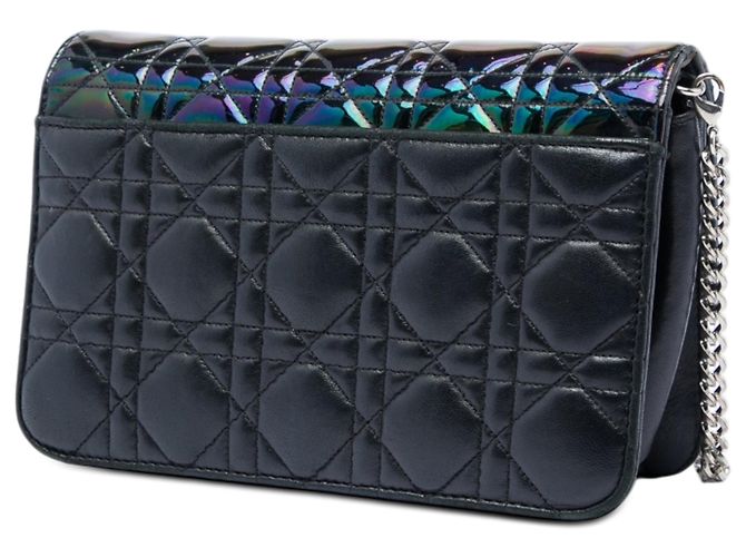 Borsa a tracolla Miss Dior Promenade in pelle di agnello e vernice nera Cannage Dior Nero - vista 2