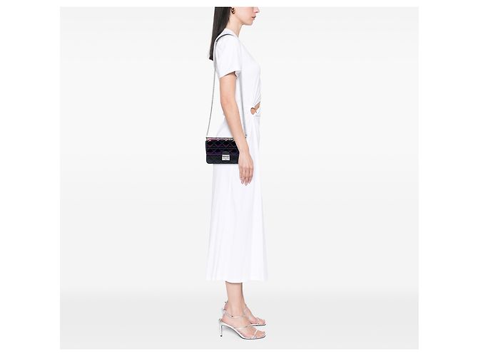 Borsa a tracolla Miss Dior Promenade in pelle di agnello e vernice nera Cannage Dior Nero - vista 6
