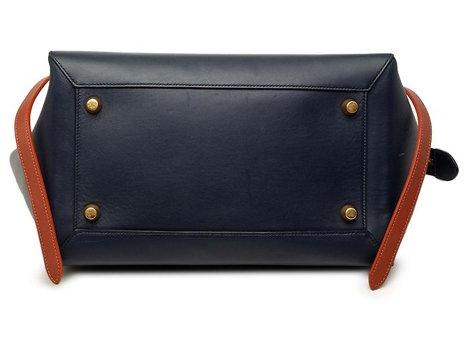 Belt Bag Céline Celine Mini Gürteltasche Bicolor aus glattem Kalbsleder Blau Marineblau - Ansicht 3