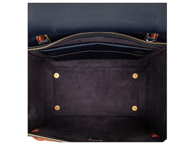 Belt Bag Céline Celine Mini Gürteltasche Bicolor aus glattem Kalbsleder Blau Marineblau - Ansicht 4