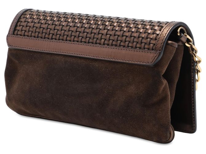 Burberry Brown Metallic Woven Calfskin and Suede Flap Braun Bronze - Ansicht 2