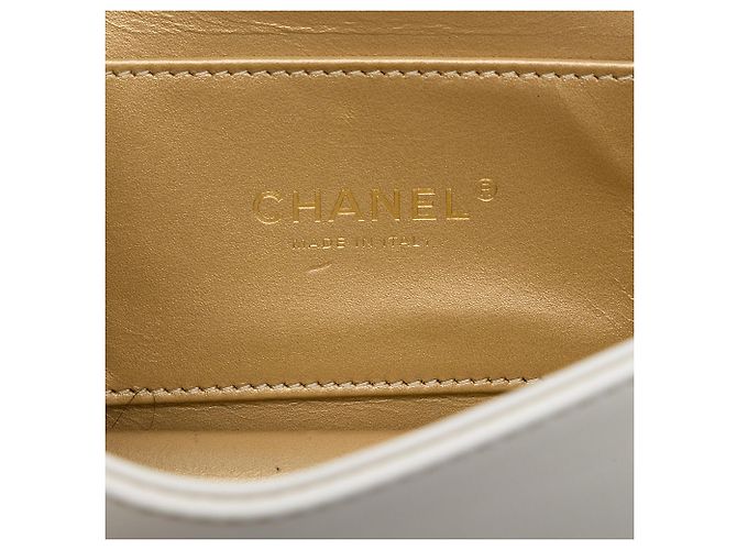 Chanel White Small CC Quilted Calfskin Crystal Pearl Full Flap Bianco - vista 5