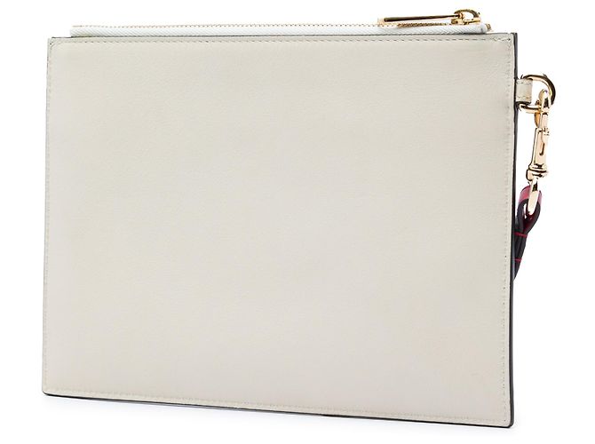 Pochette da polso Gucci in vitello bianco con G intrecciate - vista 2