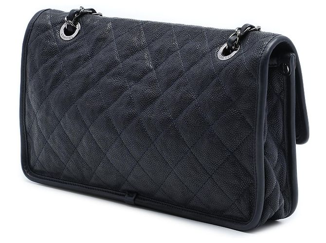 Chanel Blue Medium Quilted Caviar French Riviera Flap Blu navy - vista 2
