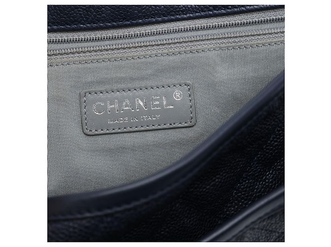Chanel Blue Medium Quilted Caviar French Riviera Flap Blu navy - vista 5