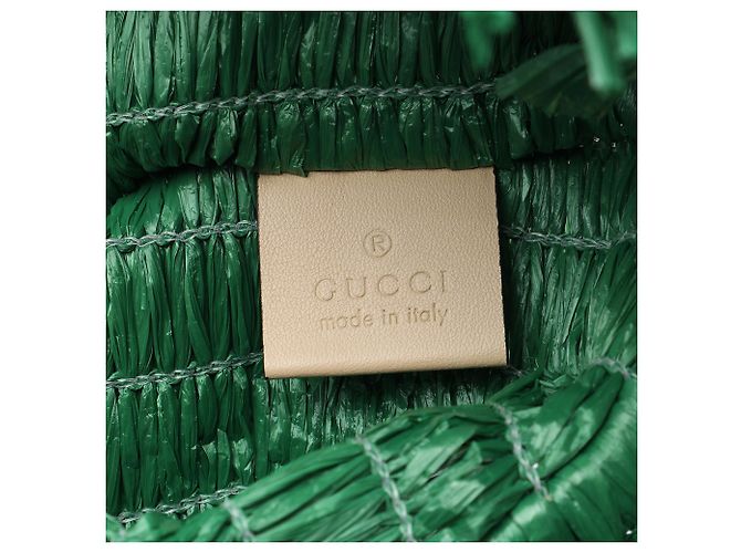 Tote Gucci Green Raffia Web Cestino Verde - vista 5