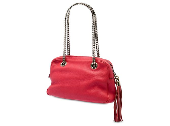 Borsa a tracolla Gucci Soho con catena e zip in pelle di vitello rossa Rosso - vista 2