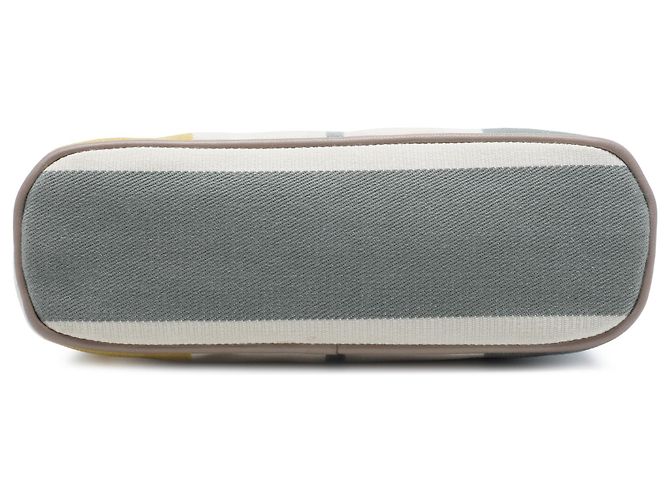 Hermès White Mini Canvas Rayures Rocabar Bolide Travel Pouch Bianco - vista 3