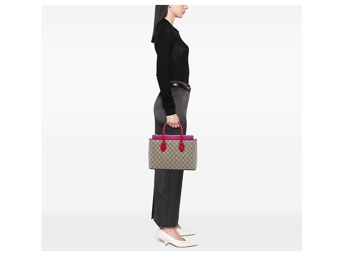 Borsa Gucci Beige GG Supreme Linea A Satchel - vista 6