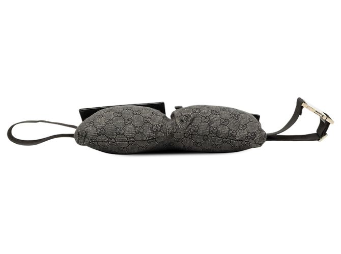 Bolso cinturón Gucci de denim GG gris con doble bolsillo Castaño - vista 3