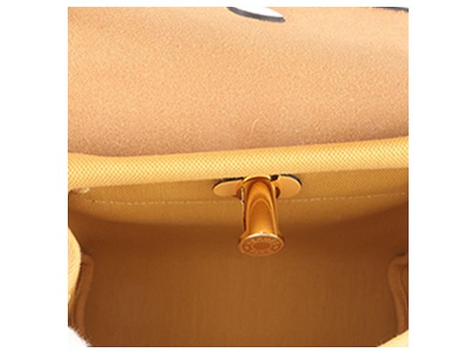 Hermès Herbag Zip 20 in Toile Military gialla e Vache Hunter Giallo - vista 4