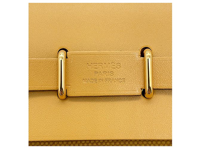Hermès Herbag Zip 20 in Toile Military gialla e Vache Hunter Giallo - vista 5