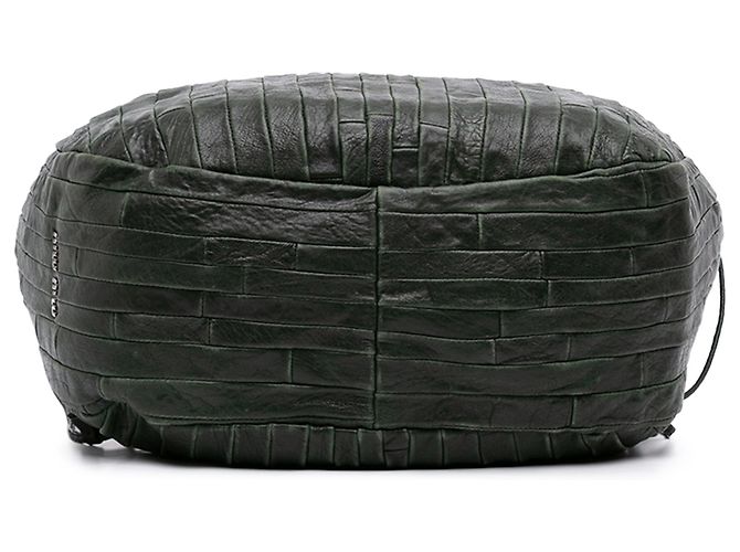 Borsa Shopper da Viaggio Miu Miu in Nappa Verde con Patchwork a Righe - vista 3