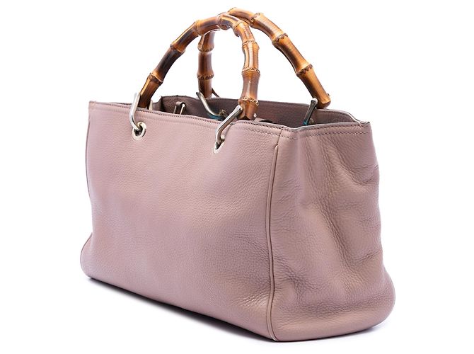 Borsa Gucci Bamboo Shopper media in pelle di vitello rosa - vista 2