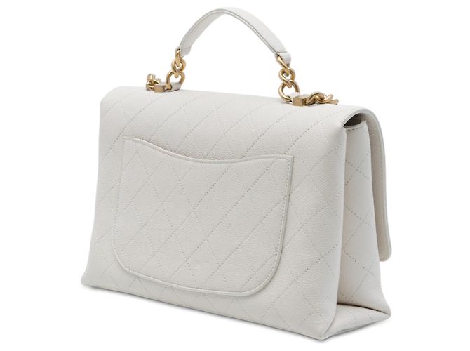 Borsa Chanel White Medium Stitched Caviar Chic Affinity Top Handle Bag Bianco - vista 2