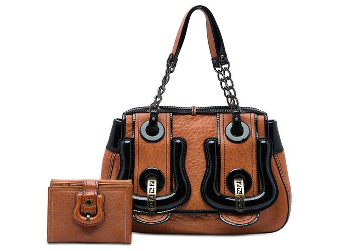 Borsa Fendi B Bag Medium in pelle marrone con manico superiore - vista 6