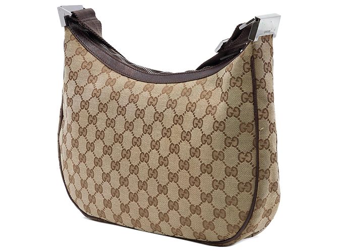 Borsa a tracolla Gucci in canvas GG beige - vista 2