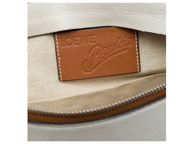 Borsa a tracolla LOEWE Paulas Ibiza in pelle bianca con frange T Pouch Bianco - vista 5