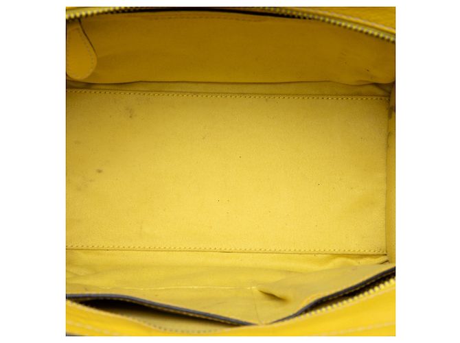 Céline Celine Borsa Tote Luggage in pelle di vitello drummed gialla Micro Giallo - vista 4