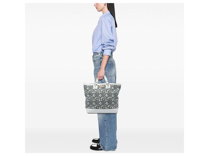 16 Céline Tote Bag Celine in tela stampata bianca Bianco - vista 6