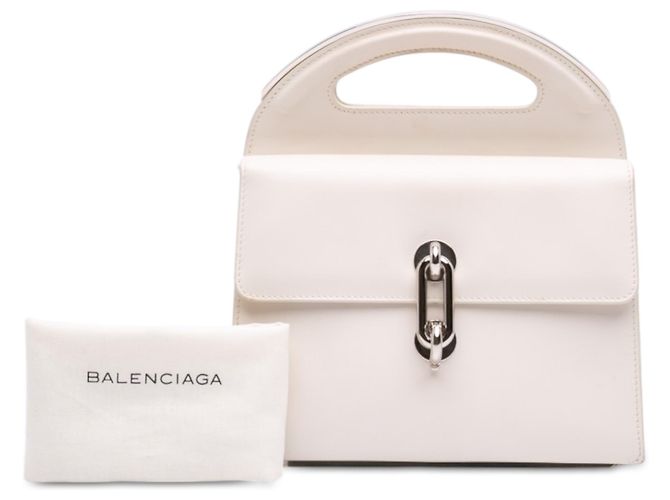 Bolsa Balenciaga Maillon de couro de bezerro branco com alça redonda M - vista 8