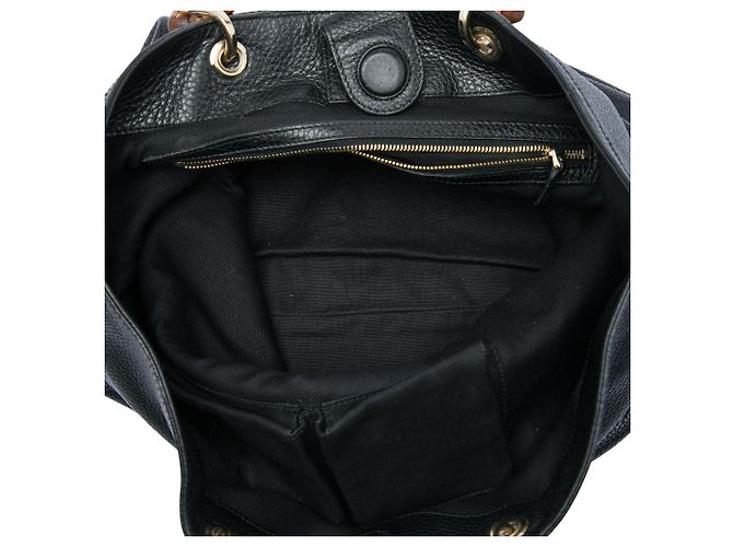 Borsa Satchel Gucci Bamboo Shopper in pelle di vitello nera Nero - vista 4