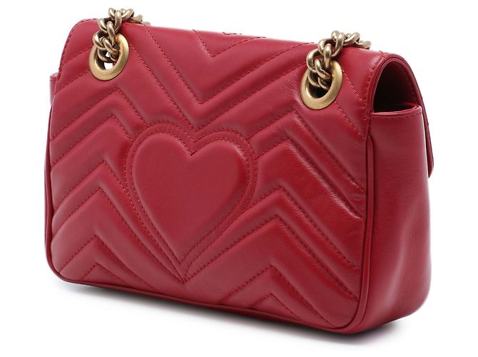 Borsa a tracolla Gucci GG Marmont Small in pelle di vitello matelassé rossa - vista 2