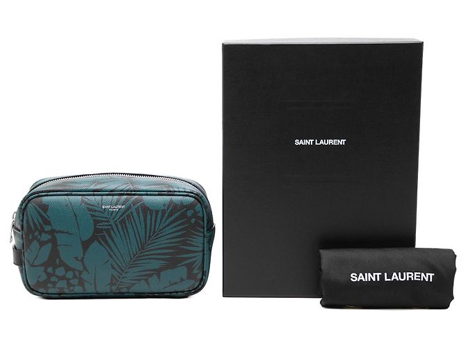 Pouch Saint Laurent Blue Grain De Poudre Tropical Palm - vista 7
