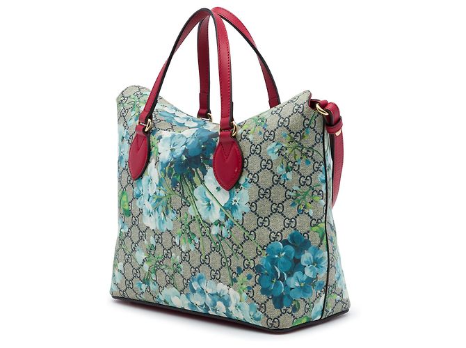 Gucci Beige GG Supreme Blooms Linea A Fold Over Tote - vista 2