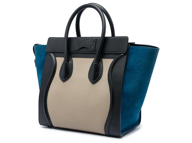 Céline Celine Mini Luggage Tote in vitello tricolore e nubuck Beige - vista 2