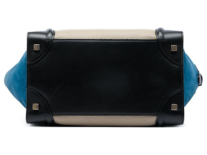 Céline Celine Mini Luggage Tote in vitello tricolore e nubuck Beige - vista 3