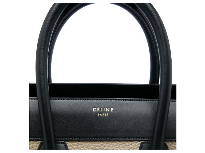 Céline Celine Mini Luggage Tote in vitello tricolore e nubuck Beige - vista 5