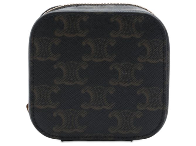 Céline Celine Mini Triomphe Vanity Case in tela rivestita marrone Marrone scuro - vista 3