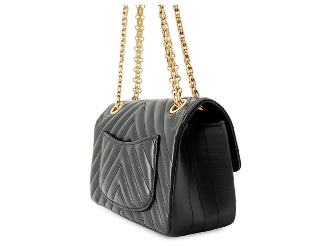 Chanel 2.55 Mini Schultertasche aus gealtertem Kalbsleder Schwarz - Ansicht 2