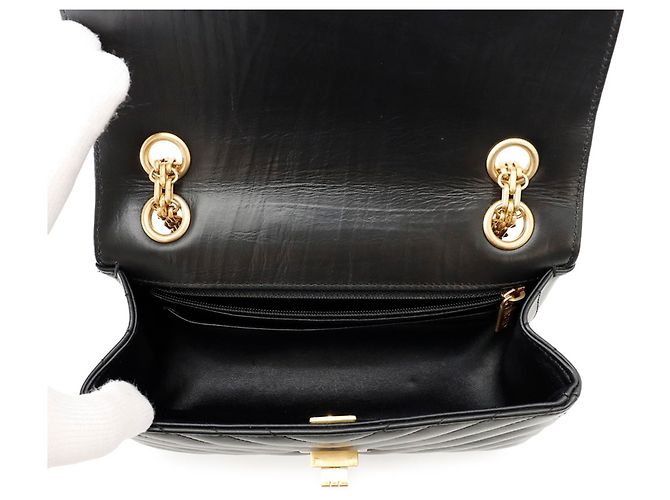 Chanel 2.55 Mini Schultertasche aus gealtertem Kalbsleder Schwarz - Ansicht 7