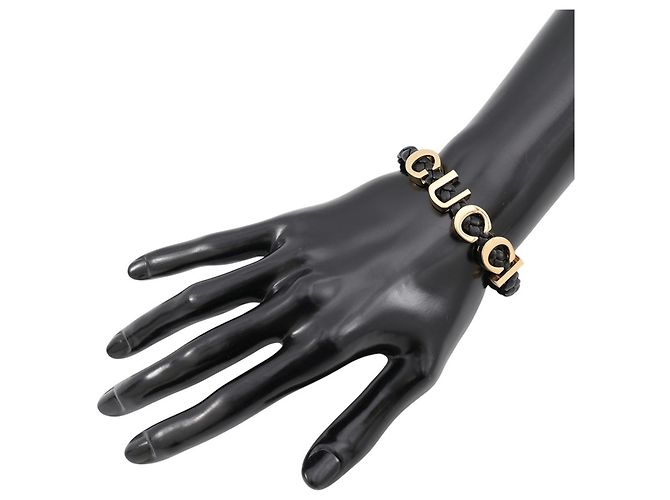 Bracciale con charm in pelle nera Gucci Nero - vista 4