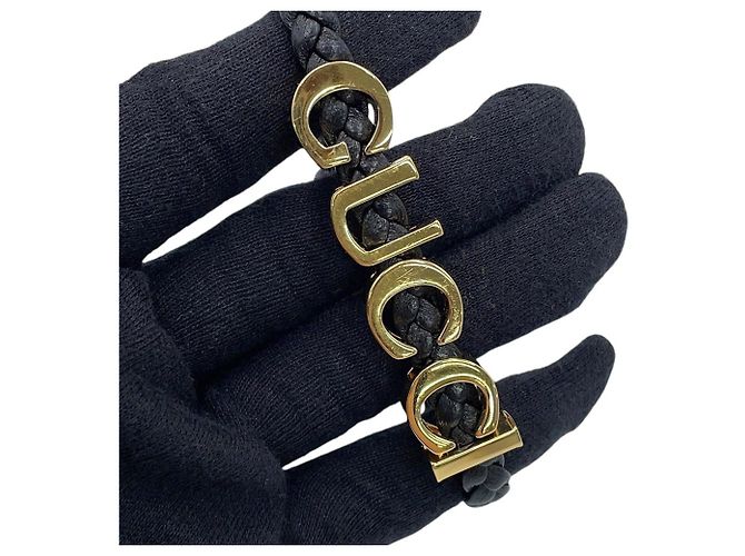 Bracciale con charm in pelle nera Gucci Nero - vista 6