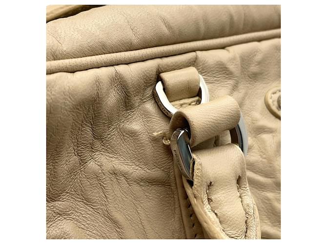 Borsa a mano in pelle Prada Triangle Beige - vista 12